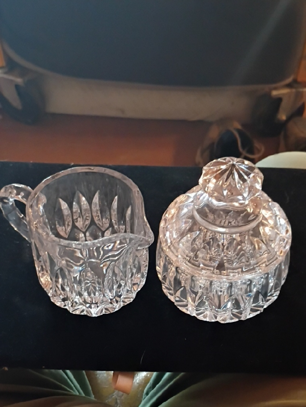 Gorham Clear Lead Crystal Creamer and Lidded Sugar Set